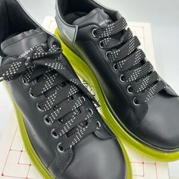 Men's Alexander, McQueen oversized leather sneakers with neon green sole size 43 - Picture 5 of 10